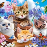 Puzzel 500 stukjes Kittens met bloemen