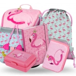 Ensemble scolaire Zippy Flamant rose : cartable, trousse, sac, chemises, boîte