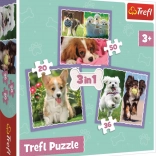 Puzzle 3-in-1 Cute Puppies Trefl