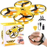 Gesture-controlled mini drone with wristband controller and LED lighting – Yellow