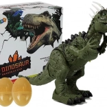 Groene batterijdinosaurus met projector, geluiden en eieren leggen