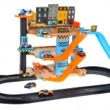 Vierlaagse parkeertoren met lift voor kinderen 3+ Auto’s en helikopter met glijbaan