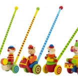 Houten duwstok clown 60 cm