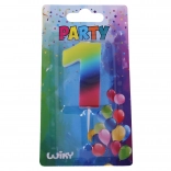 Party candle number 1 rainbow