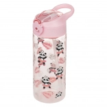 Bouteille pour enfants rose avec paille Panda 500 ml