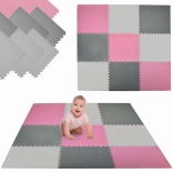 Humbi foam speelmat puzzel 9 stuks roze, grafiet en grijs 180 × 180 × 1 cm