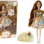 Emily Doll with Autumn Hat and Long Brown Hair