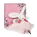 Ensemble cadeau Doudou rose - lapin avec couverture carrée