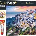 Trefl Sada 2v1 Puzzel Prachtig Eiland Santorini Griekenland 1500 Stukken met Lijm