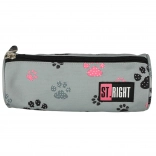 ST.RIGHT Tube Pencil Case, Gray with Paw Prints