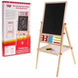 Houten dubbelzijdig kinderkrijtbord 3+ magnetisch en krijt met accessoires