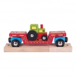 Bigjigs Rail wagon met tractor en twee rails