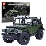Khaki off-road car building kit, 2078 pieces