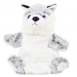Pluchen handpop huskyhond 25 cm