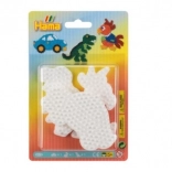 Onderlegger voor strijkkralen met motieven Auto, Papegaai en Dinosaurus