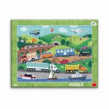 Dino puzzle en carton Moyens de transport 40 pièces