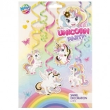 Hangende spiraaldecoratie met eenhoorn, 6 stuks