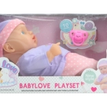 Baby doll with sounds and soft body, 27 cm