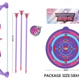 Kinderboog met pijlen en doelwit, paars, 57 cm