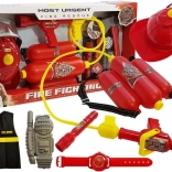 Children's firefighter set with helmet, vest and water sprayer