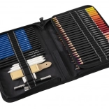 Schetsset van potloden en kleurpotloden in etui