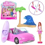 Mattel mini Barbie Land cabriolet avec mini-poupée Barbie et changement de couleur