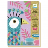 DJECO Tableaux de sable et paillettes : Oiseaux éblouissants