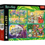 Puzzel 4x250 Gekke Wereld van Rick en Morty door Trefl