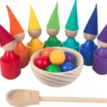 Poupées arc-en-ciel avec balles – jouet Montessori en bois 7 couleurs