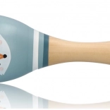 Blue wooden maraca with a fox