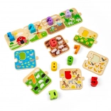 BIGJIGS TOYS puzzle en bois avec images et chiffres 1–10 (vie à la ferme)