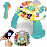 Educational music table with piano, trumpet and microphone