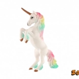Witte eenhoorn met regenboogmanen, plastic figuur 18 cm