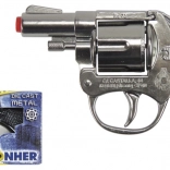Police metal cap revolver, silver (8 shots)