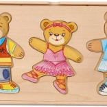 Kleedbeer Familie - Houten Puzzel