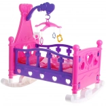 2-in-1 Cradle and Bed for Dolls with Mobile and Bedding, 3+