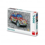 Gekleurd puzzel auto met bloemenmotief 500 stukjes