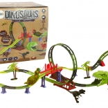 Spiraalvormige racebaan met dinosaurussen met licht en geluid