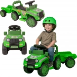 EVO loopfiets voor kinderen met afneembare aanhanger Jurassic groen terreinwagentje