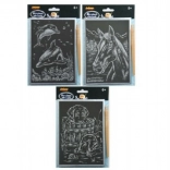 Scratch-off silver pictures A5, mixed designs, 24 pcs in a box