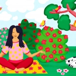 Beruhigendes Puzzle Yoga im Park 1000 Teile