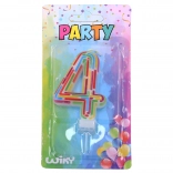 Party cake candle number 4 – stripes