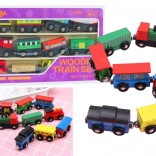 Houten trein met magneten - set van 12 stuks