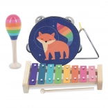 Set kinderinstrumenten met dieren- en regenboogmotieven