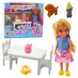 Birthday set with doll, puppy and kitten – table and party accessories