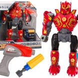 Screw-together robot with drill, screwdriver, lights and sounds – red