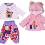 BABY born vêtements pour nouveau-né 43 cm – sweat à capuche rose, t-shirt et pantalon patchwork