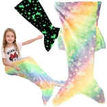 Rainbow glowing mermaid tail blanket for kids