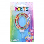 Party Candle Number 0 with Stripes
