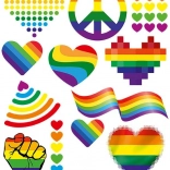 Groot vel met regenboog-strijkpatches